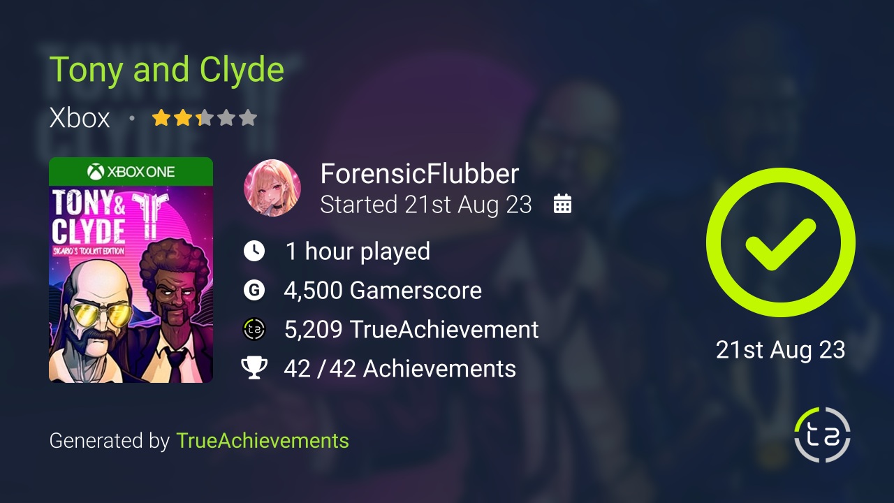 Tony and Clyde achievement summary